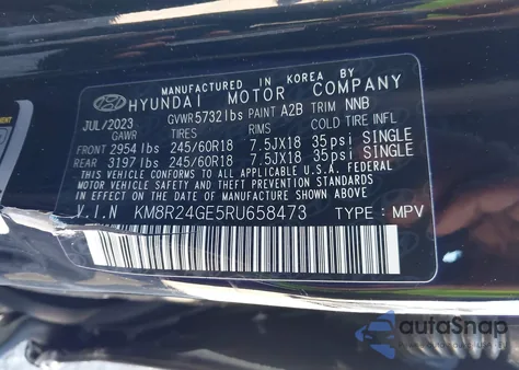 2024 Hyundai Palisade Sel из США, поврежденный, VIN KM8R24GE5RU658473